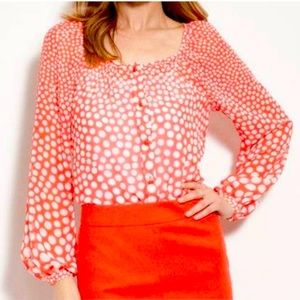 Trina Turk Red Polka Dot Blouse Size Medium